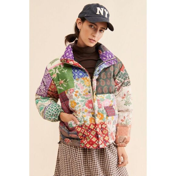 Found by Free People Mixed Print Garden Puffer - Picture 3 of 10